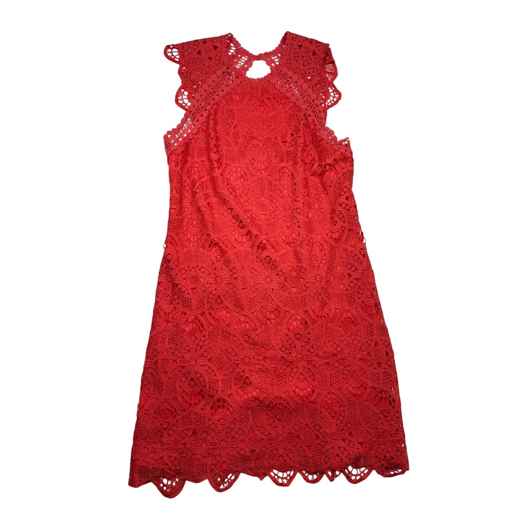 Laundry by Shelli Segal Red Lace Dress Sleeveless Party Cocktail Size‎ 10